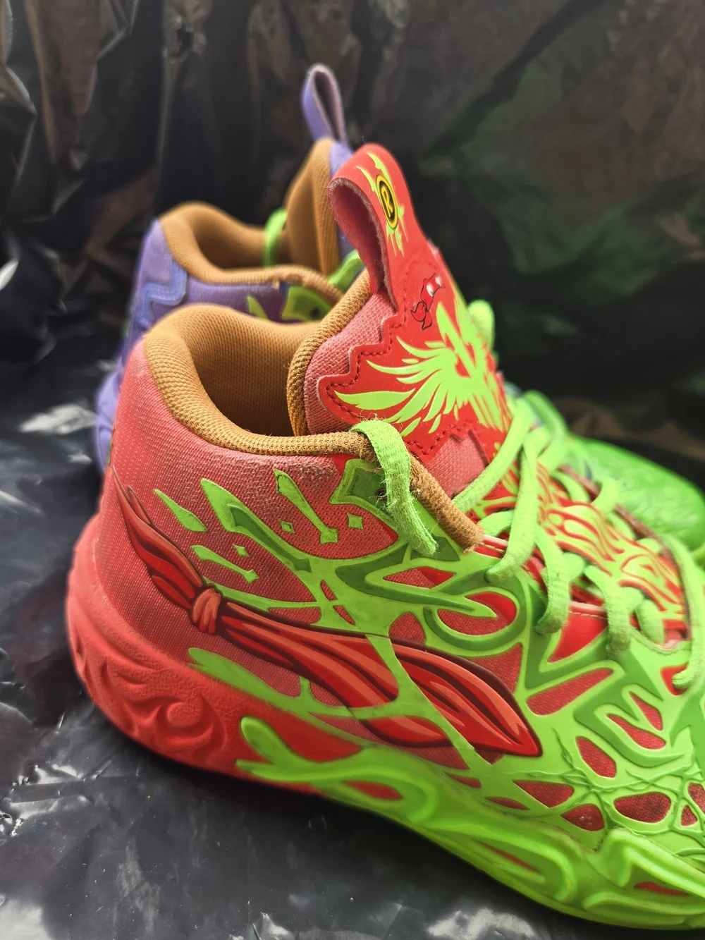 Kids Neon Green Red & Purple Lace-Up Athletic Shoes